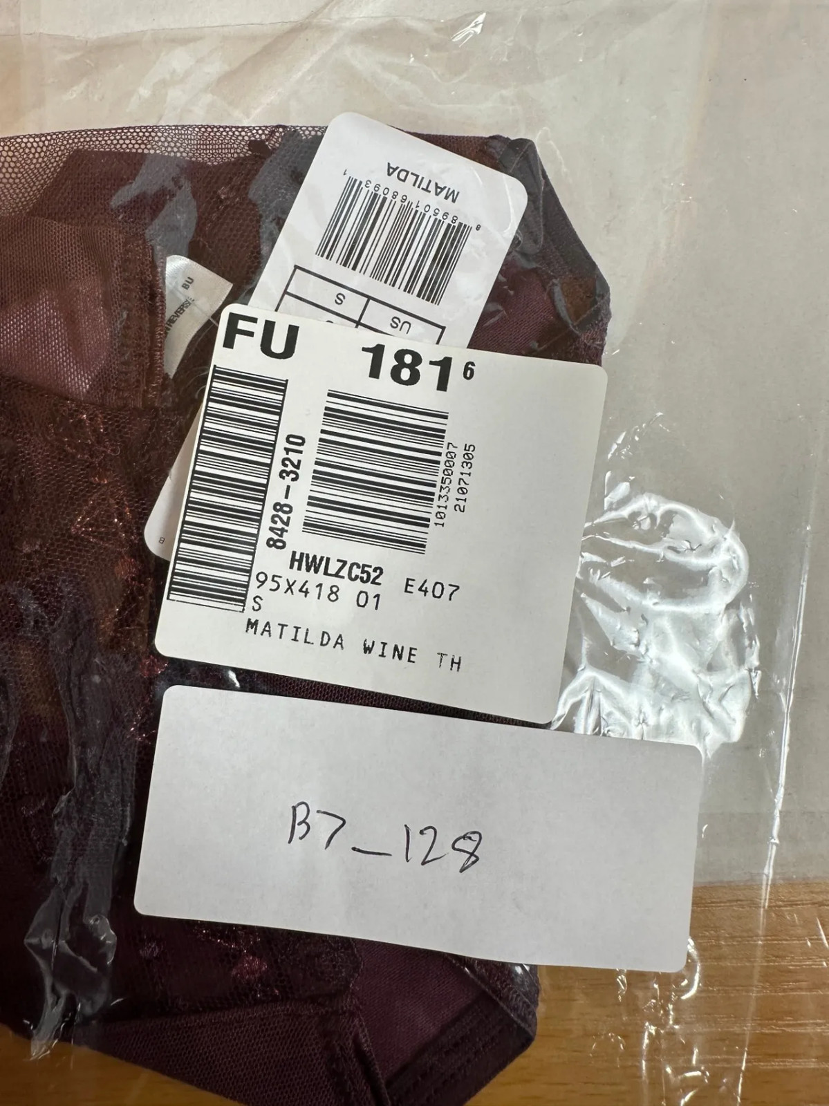 CLEARANCE Elomi Womens Matilda Thong Panties Knickers Size S Wine Burgundy Lace