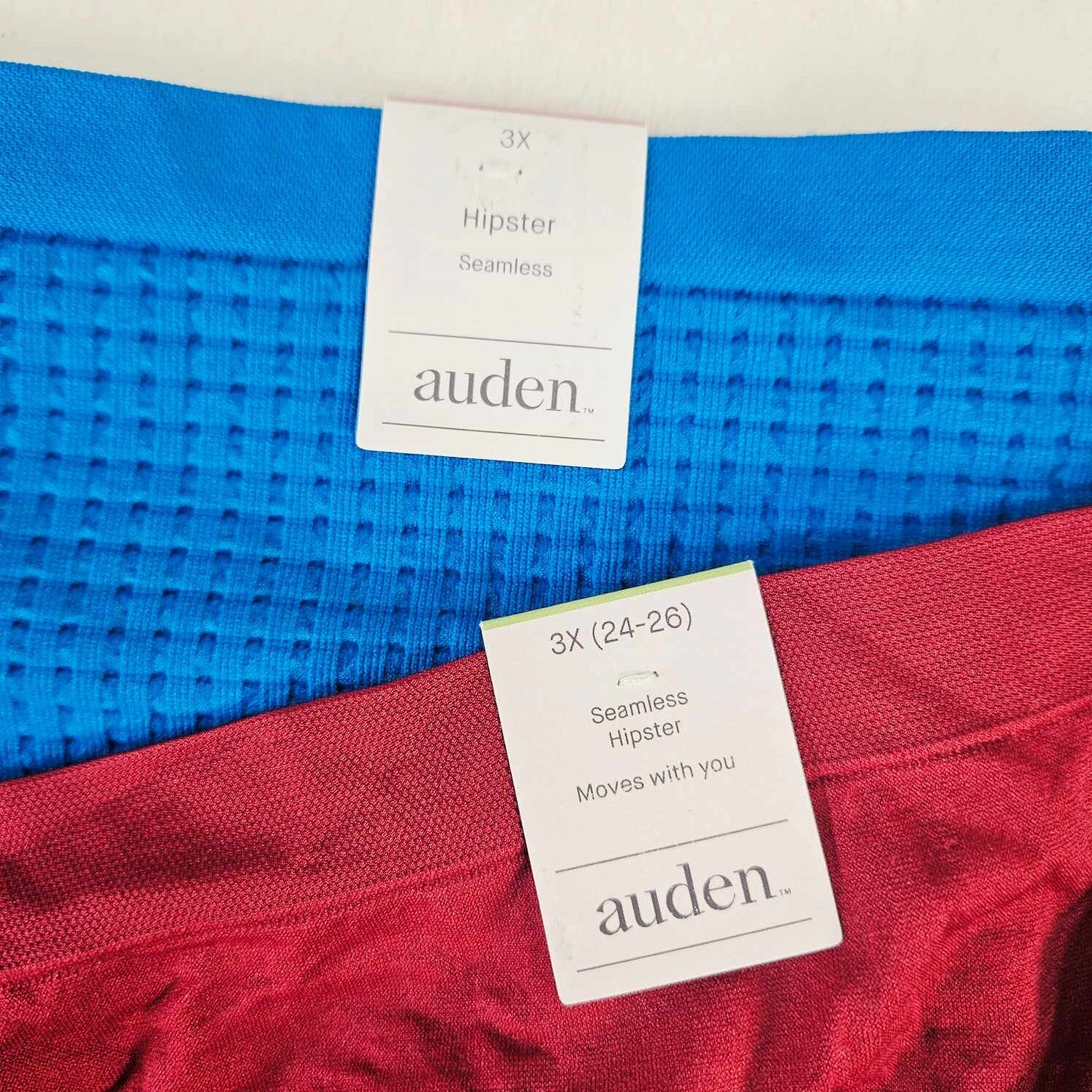 Auden 2pk Seamless Hipster Underwear Womens Plus Size 3X Stretch Red/Blue