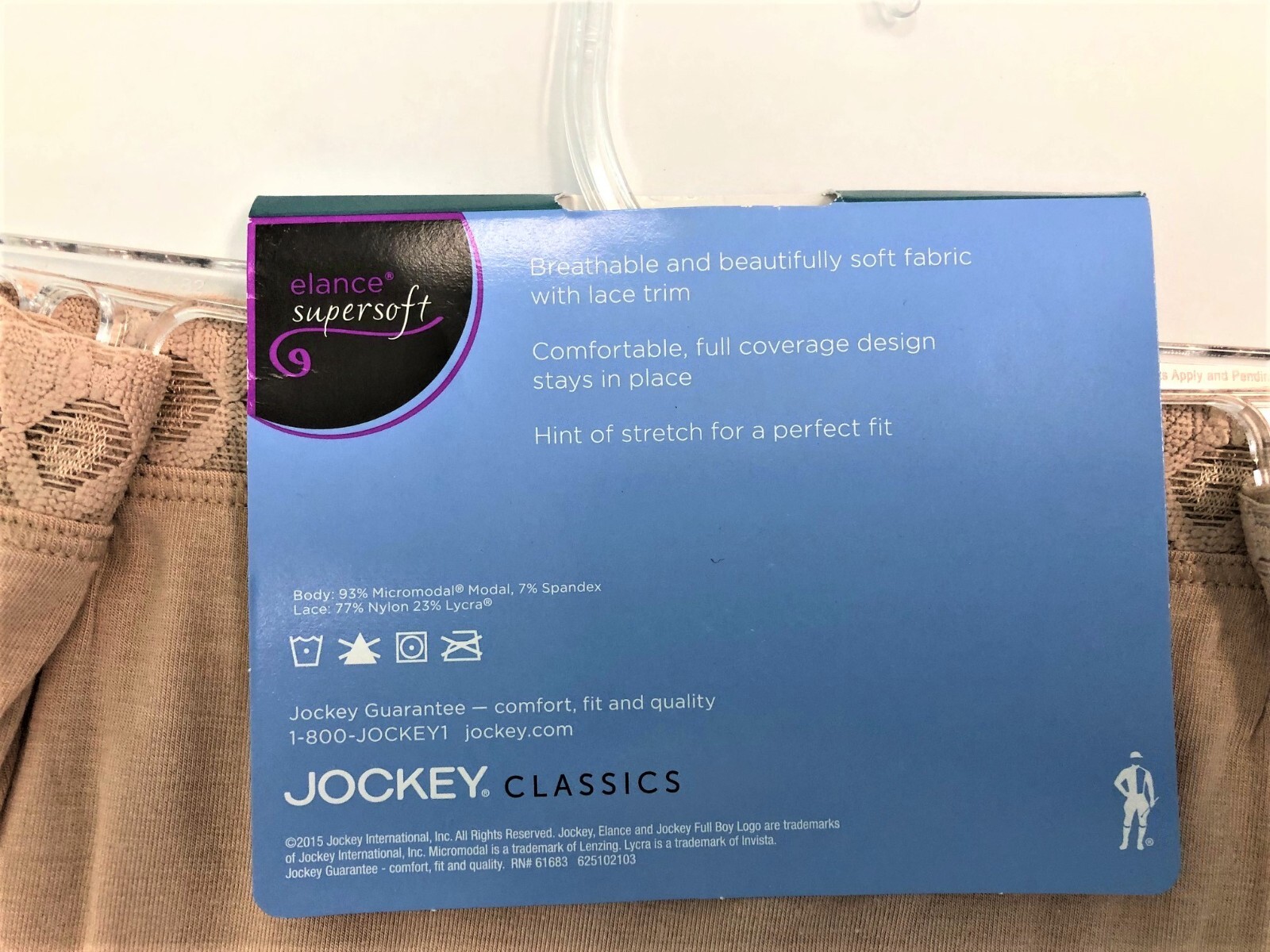 Jockey Elance Supersoft Lace Women’s Modal Stretch Classic Fit Briefs 3 Pack NWT