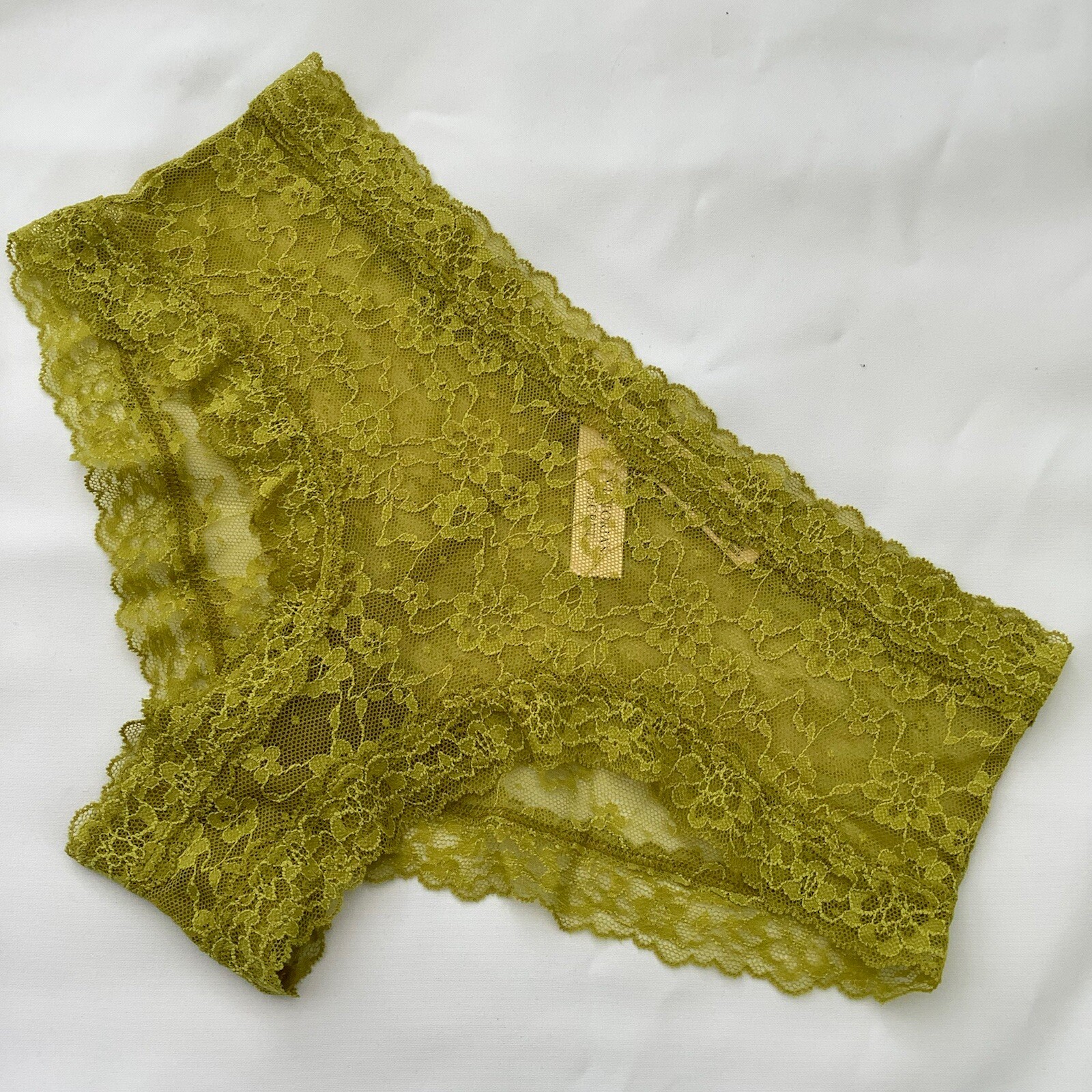 Victoria’s Secret Khaki Lime Delicate Floral Lace Cheeky Panties – Size L – BNWT