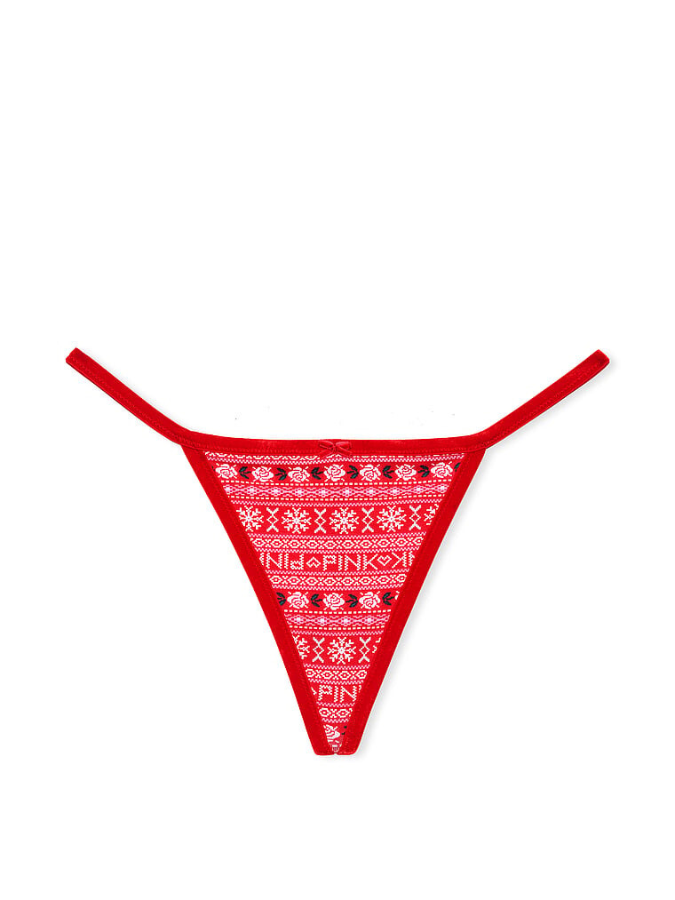 Victoria’s Secret PINK S Cotton V-String Panty Red Velvet Christmas Thong Small