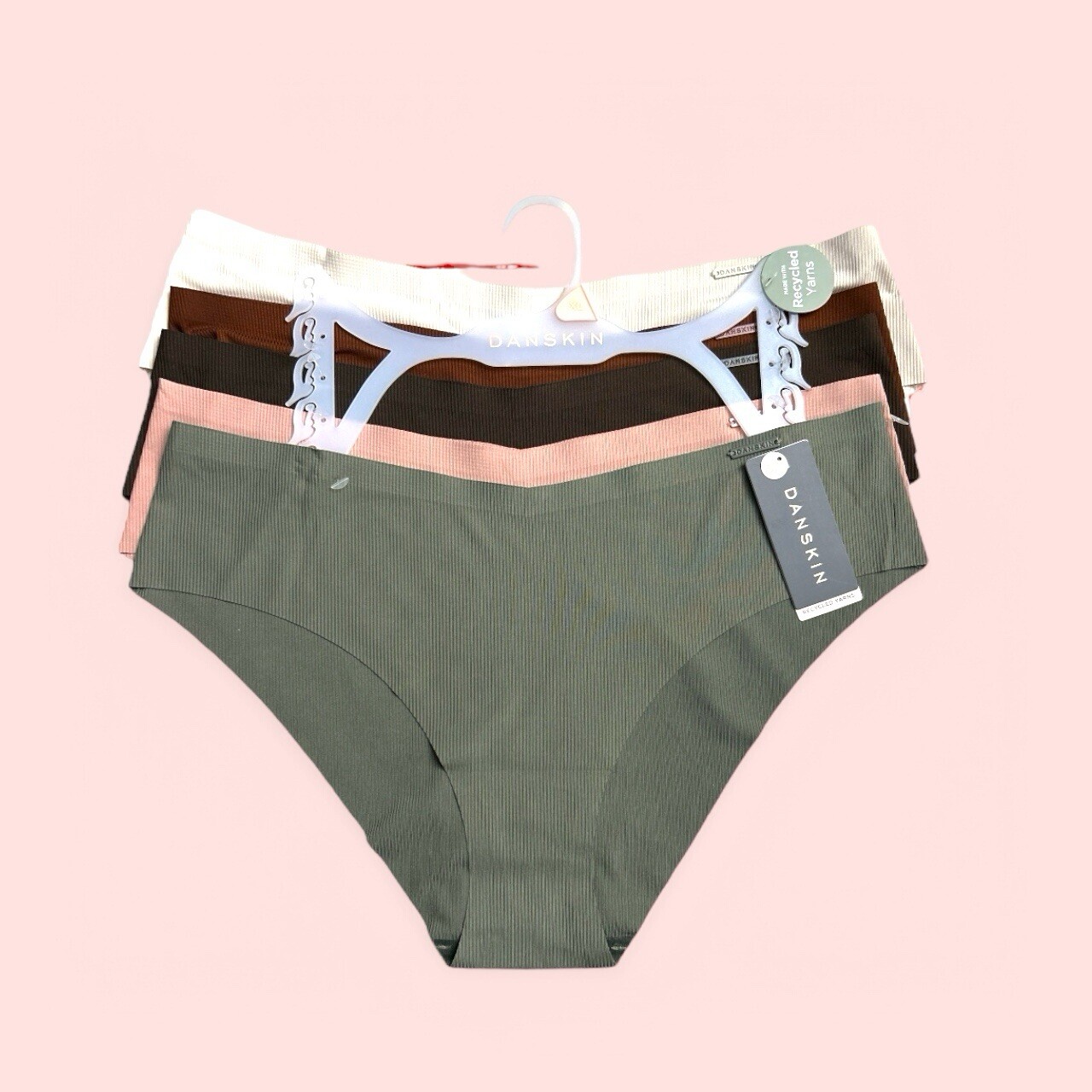DANSKIN INTIMATES 5 PCS~Multicolor~No Show Panties Sz L~ Style DS4933~UNIQUE~$48