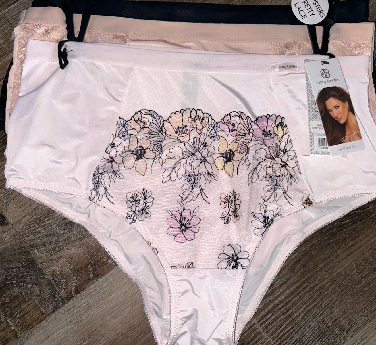 Daisy Fuentes Womens Hipster Underwear Panties 3-Pair Nylon Lace (A) ~ 1X