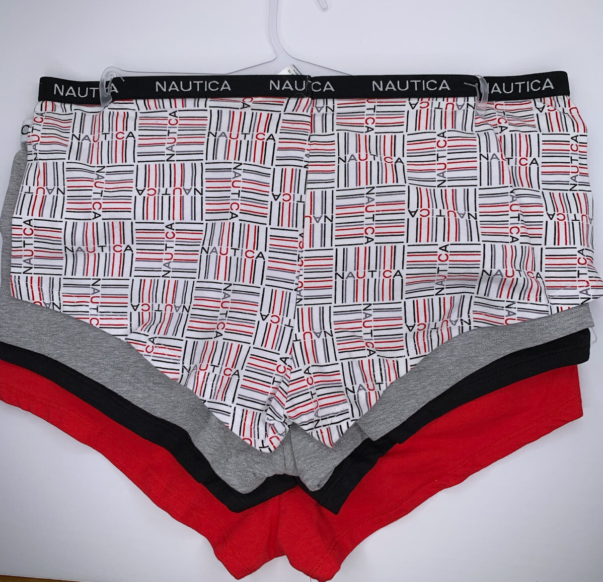 Nautica 4 pack Boy Shorts Panties Plus Size 1X Red Black Gray White Print