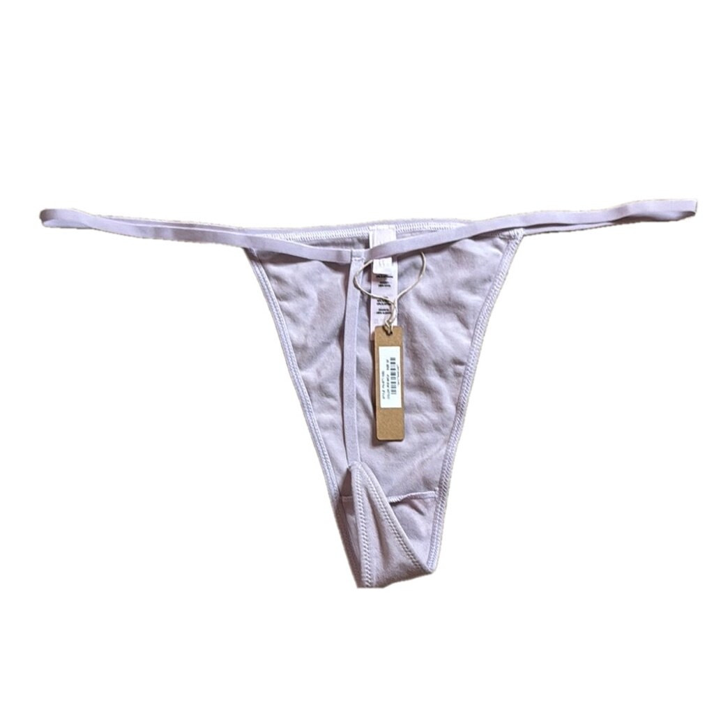 NWT SKIMS 3X G String Velour Logo Onyx Black & Cotton Lavendar 2 Pack Bundle