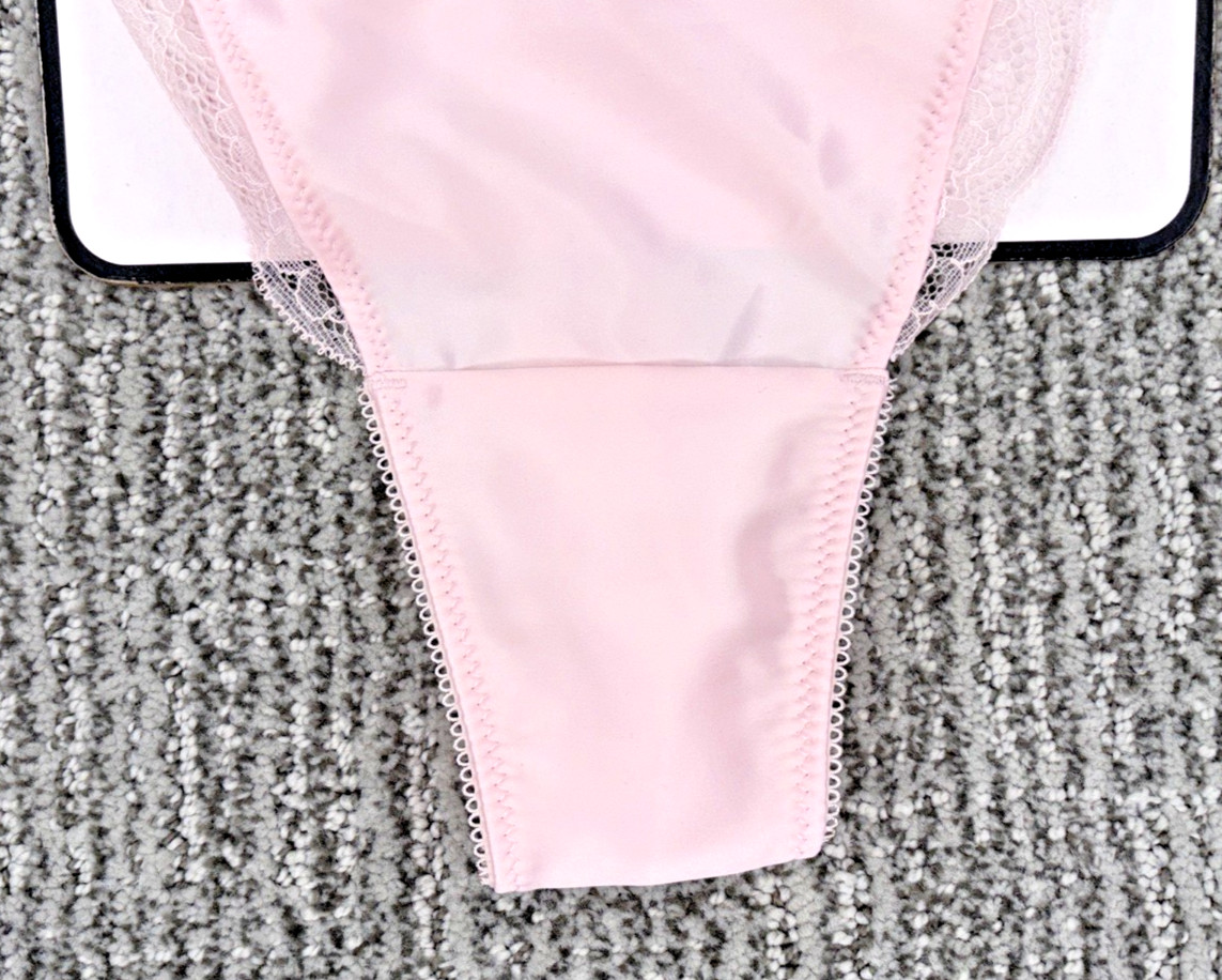 Victoria’s Secret Tease NWT Large Pink Satin Kiss High Leg Thong Panty Sexy Bow