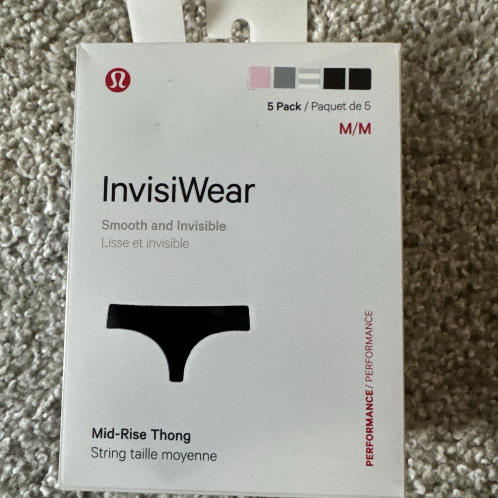Lululemon Women Invisiwear Mid Rise Thong Size Medium 5-pack