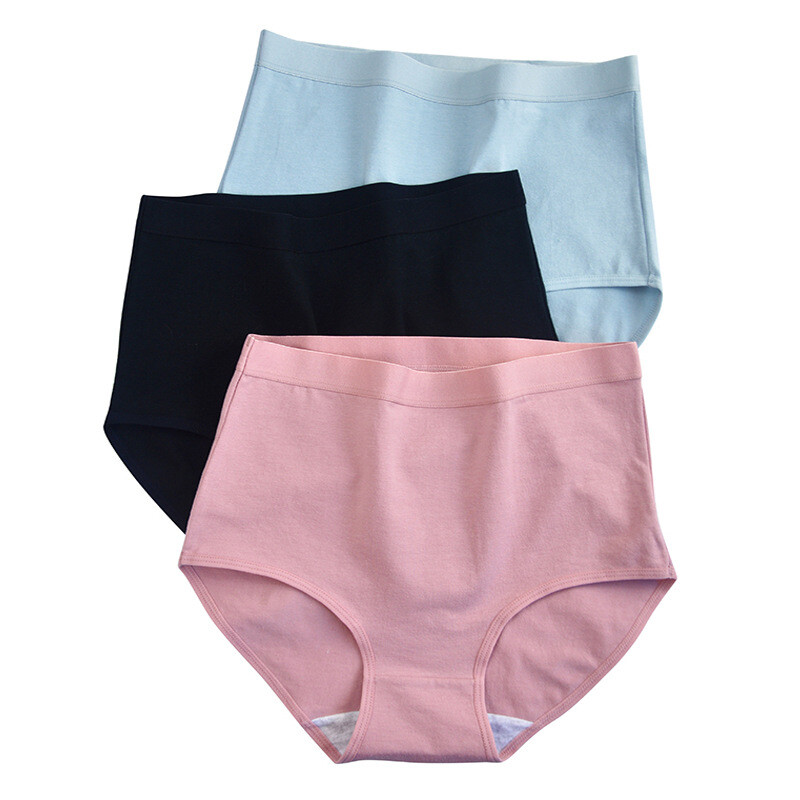 220lbs Women High Waist Cotton Panties Briefs Underwear Soft Underpants 3Pcs