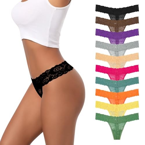 Cotton Lace Thongs for Women Seamless Sexy Low Rise XX-Large F47-10 Pcs