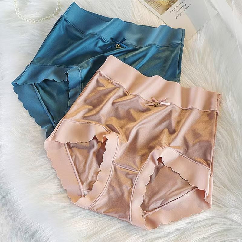 5 Pack Seamless Satin Ice Silk Bikini Antibacterial Gusset Tummy Control Panties