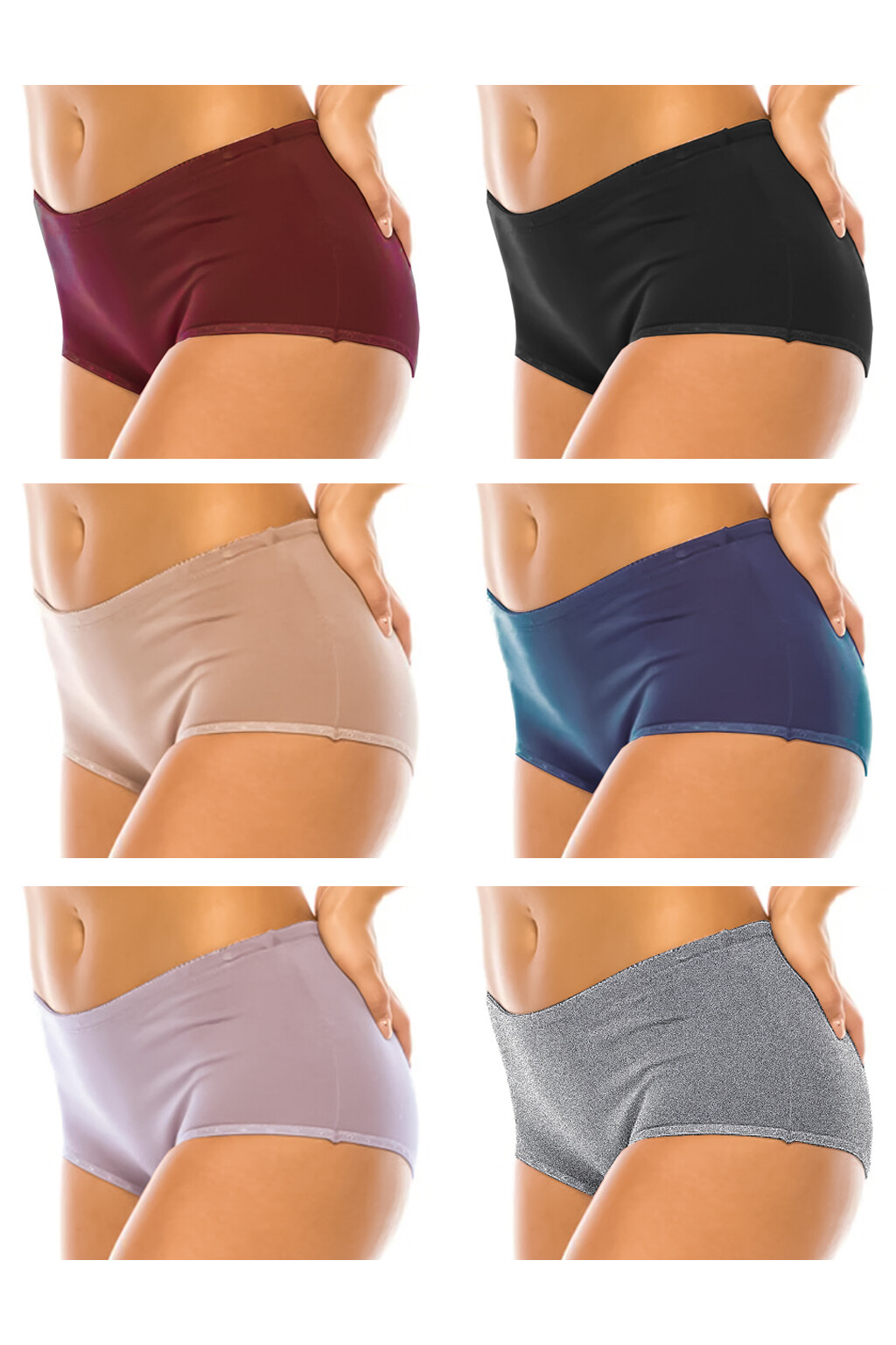 Lot of 6 pc Cotton Boy Short Panties Mixed Colors Size S M L XL Jennifer 62113