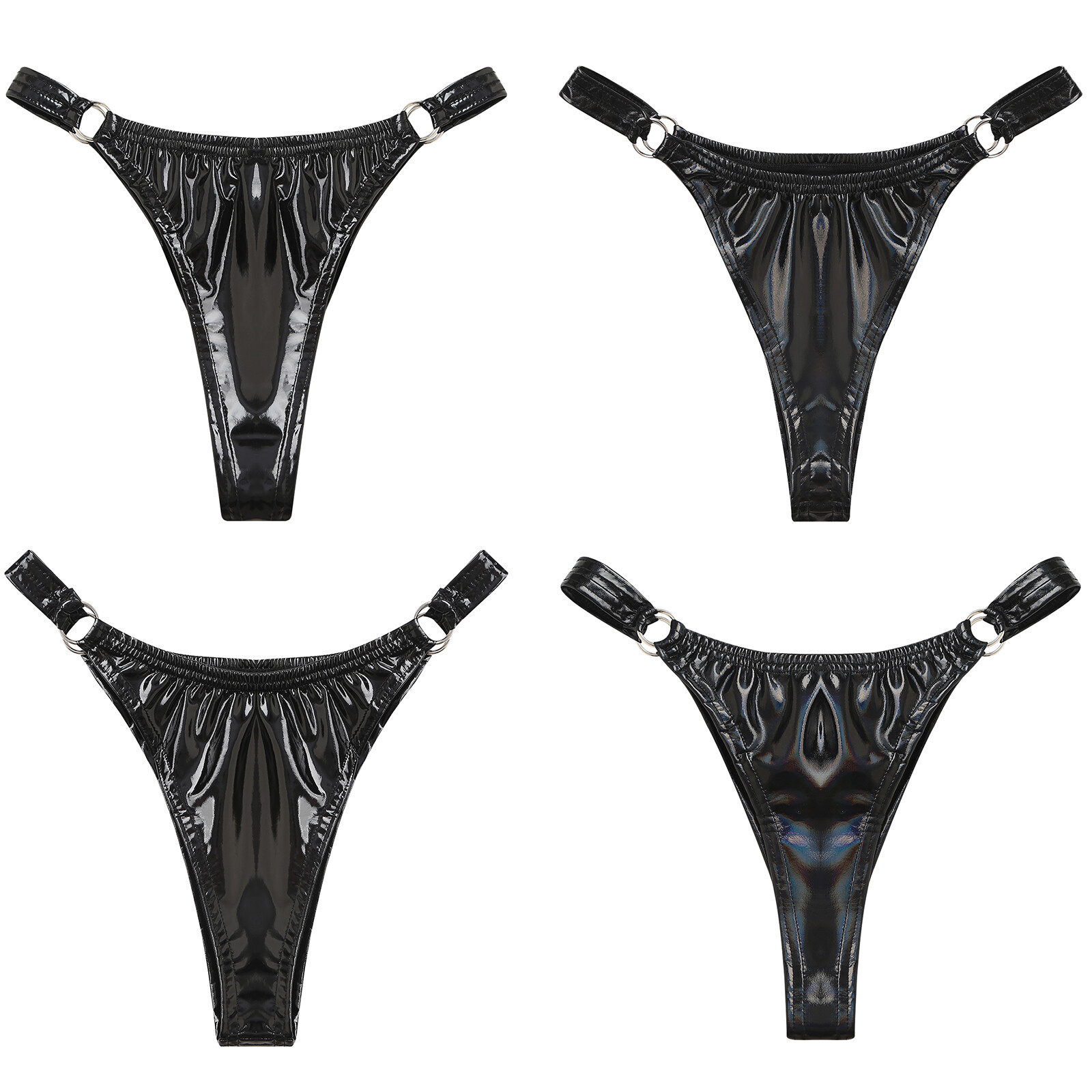 Womens Briefs Glossy Underwear Pole Dance Panties O-ring Shorts Nightclub Thong