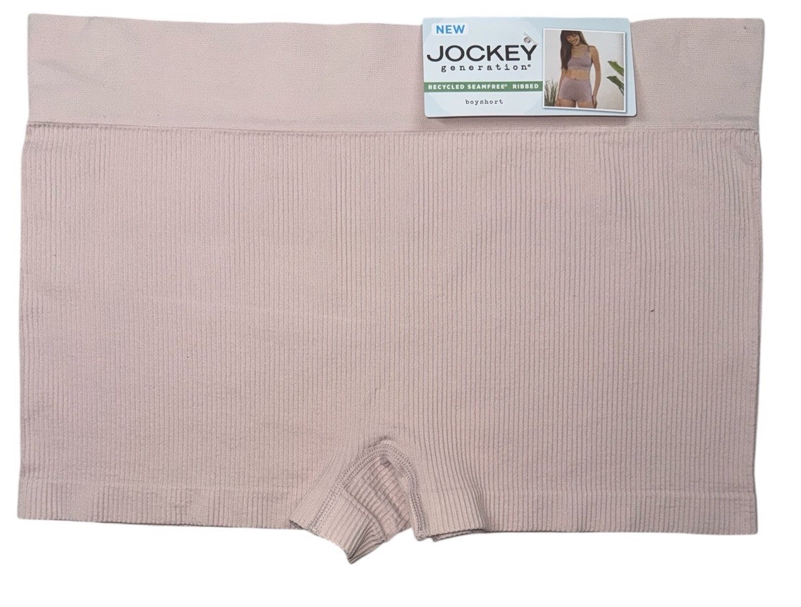 JOCKEY Womens Ribbed Boyshort Pink Blush Underwear Seamfree Panty Nylon Size S