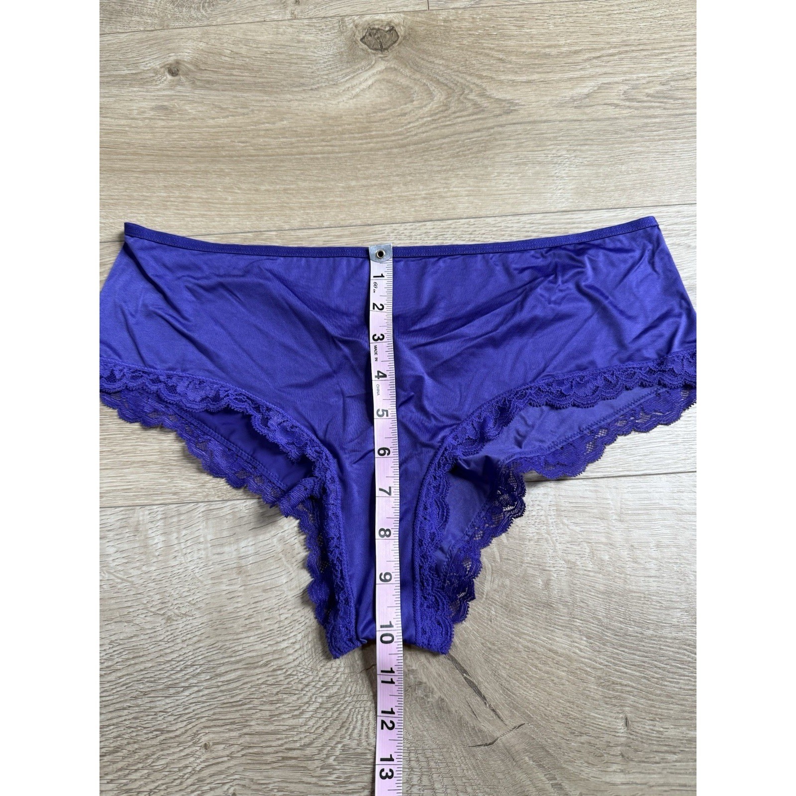 EUC Very Sexy T-Back Lace-Trim Cheeky Panty Purple Victoria Secret silky Size XL