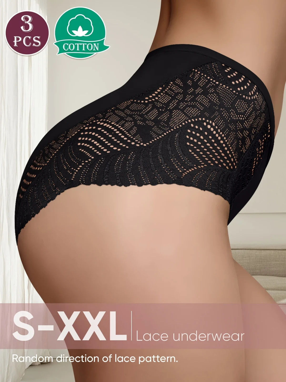 3pcs Women Lightweight Breathable Sexy Cut-Out Triangle Design Panties Panty