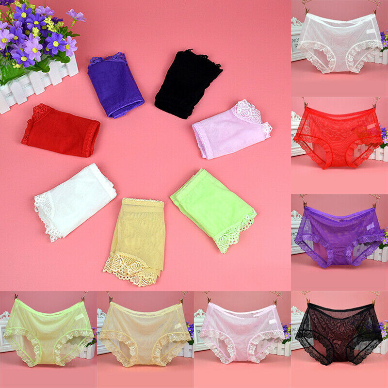 1/5 Pack Lot Womens Sexy Underwear See Through Lingerie Lace Mesh Briefs Panties