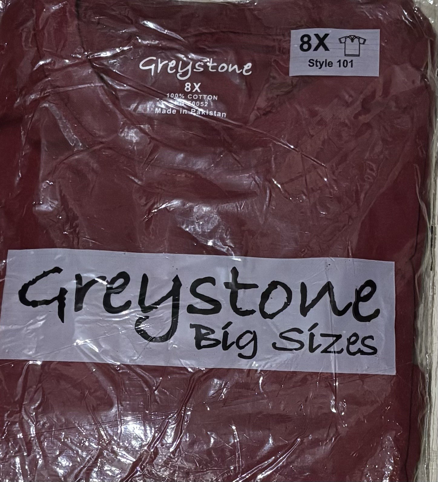 NWT Greystone Big & Tall men’s t-shirt in 8XL, Burgandy
