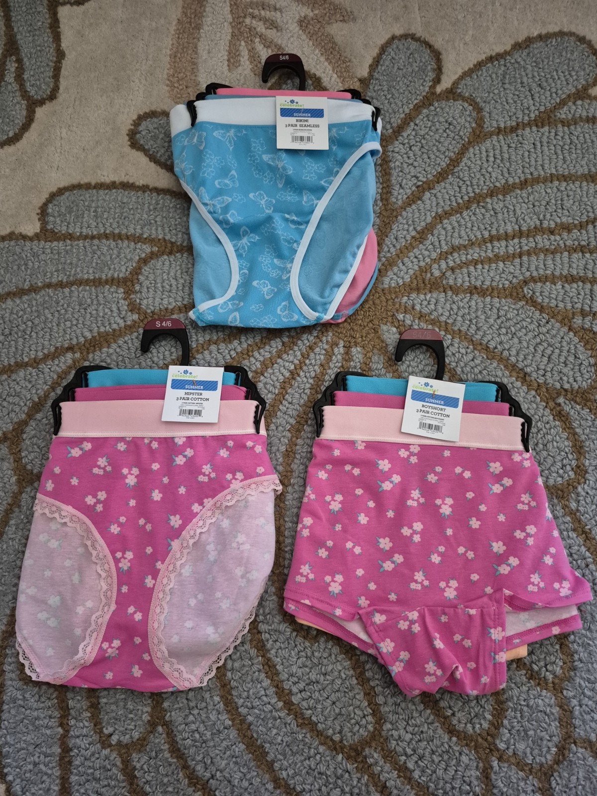 NEW Lot Of 3 Walmart Summer 3 Packs Of Assorted Underwear Styles Women’s Small