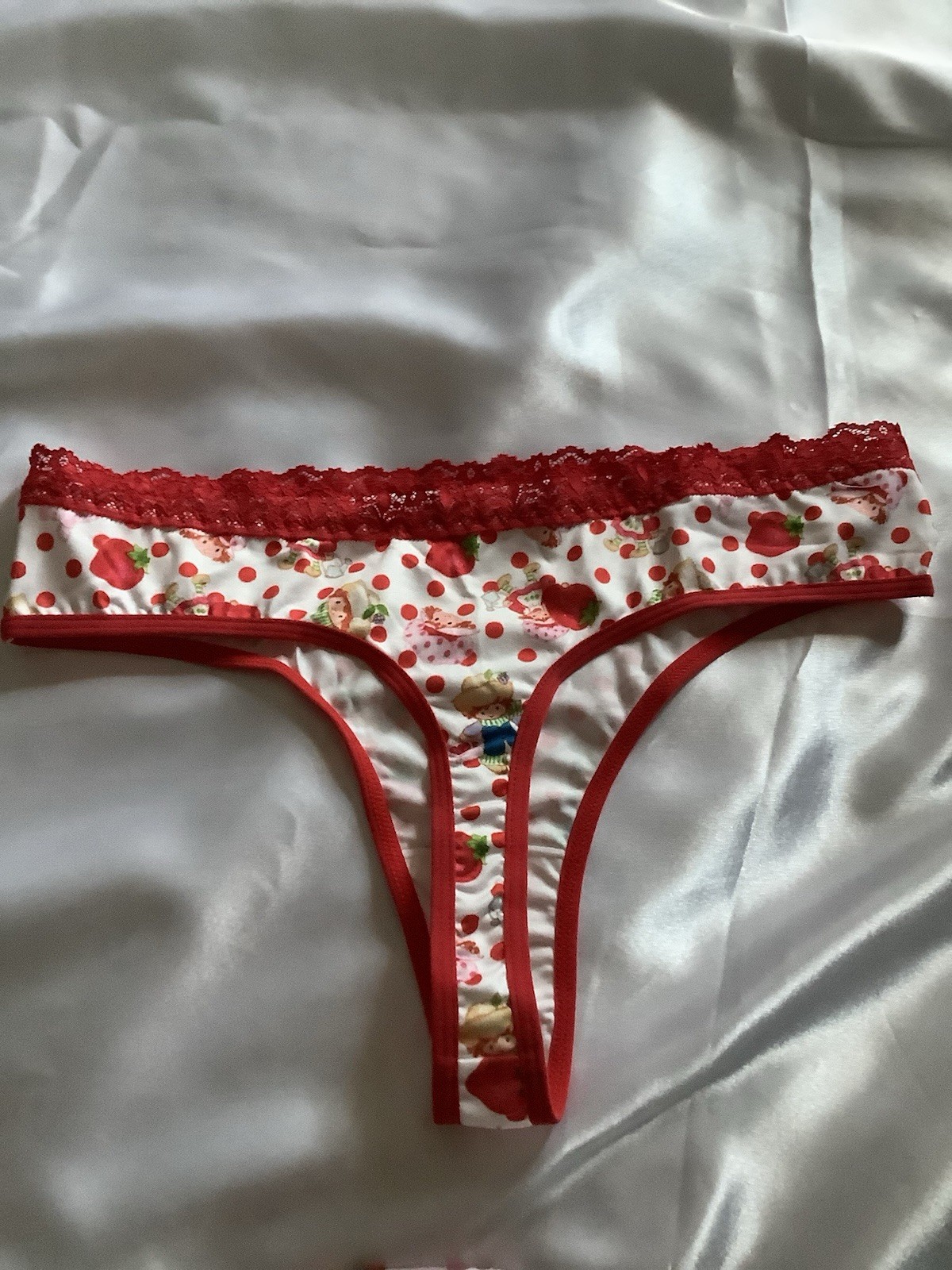Women’s Teens Strawberry Shortcake Red Pink Kawaii Thong Panties 2pk Large