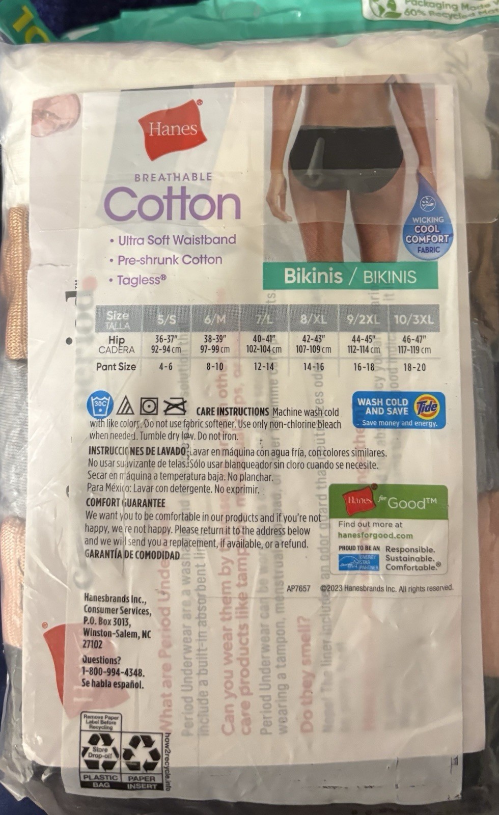 Hanes Womens Bikini 10-Pack Underwear Panties Breathable Cotton Stretch No Lines
