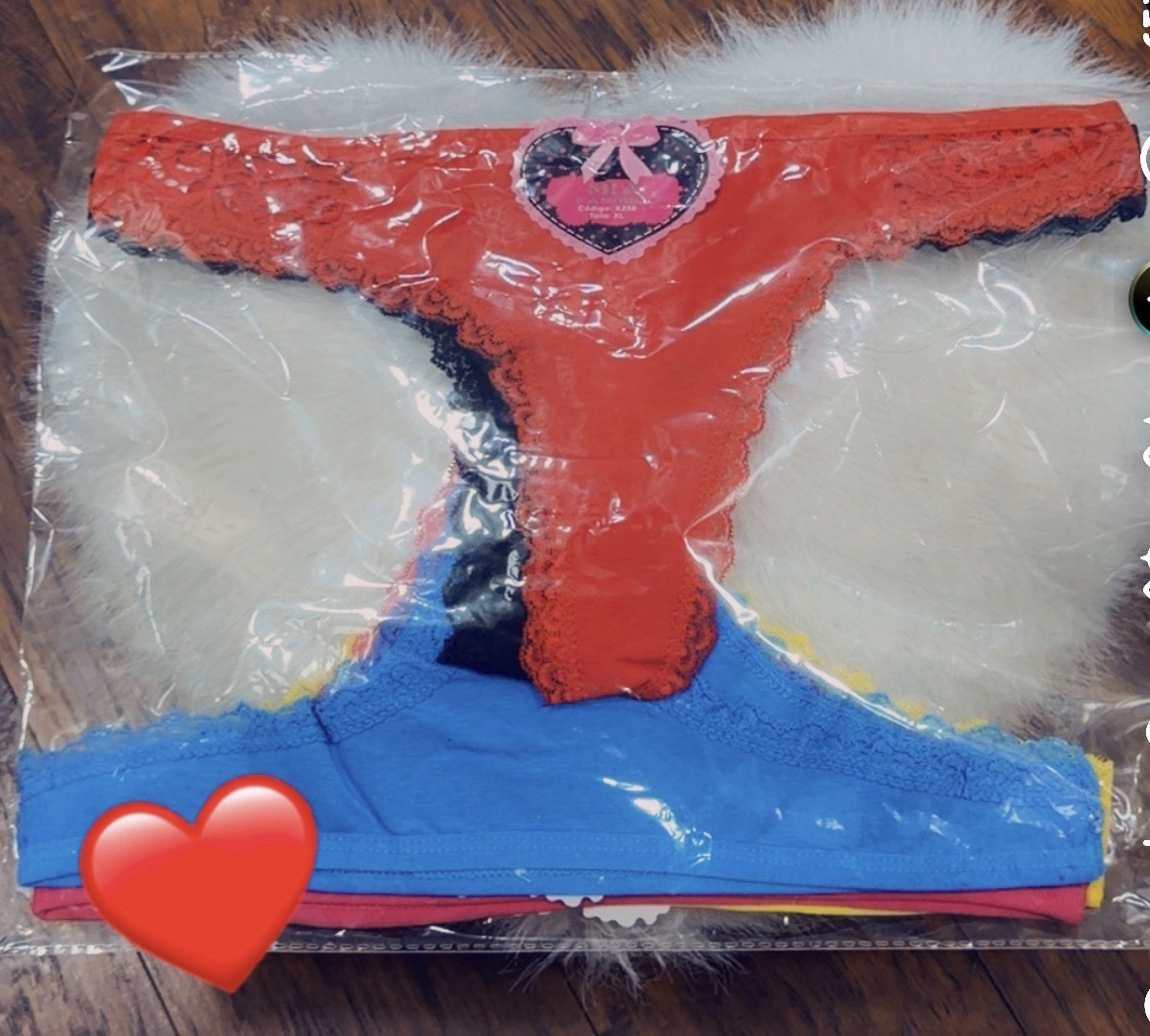 Women’s Thong/String Panties 2 Pack Red Blue Solid Lace Bow One Size Regular