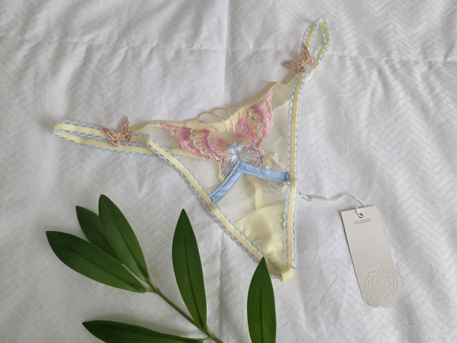 For Love And Lemons Papillon Butterfly Thong Panty Pastel Medium NWT Y2K