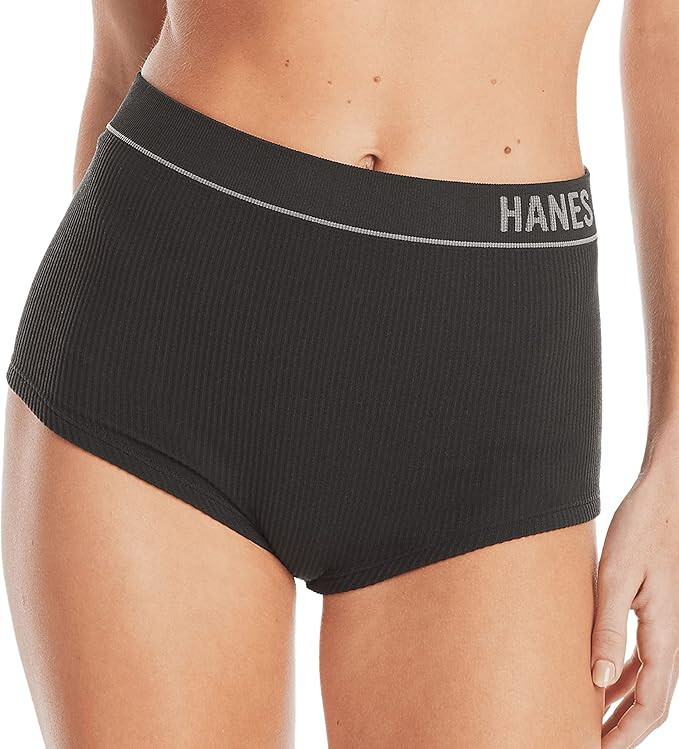 3PR Hanes Womens Originals Seamless Stretchy Ribbed Boyfit Underwear Panties SM