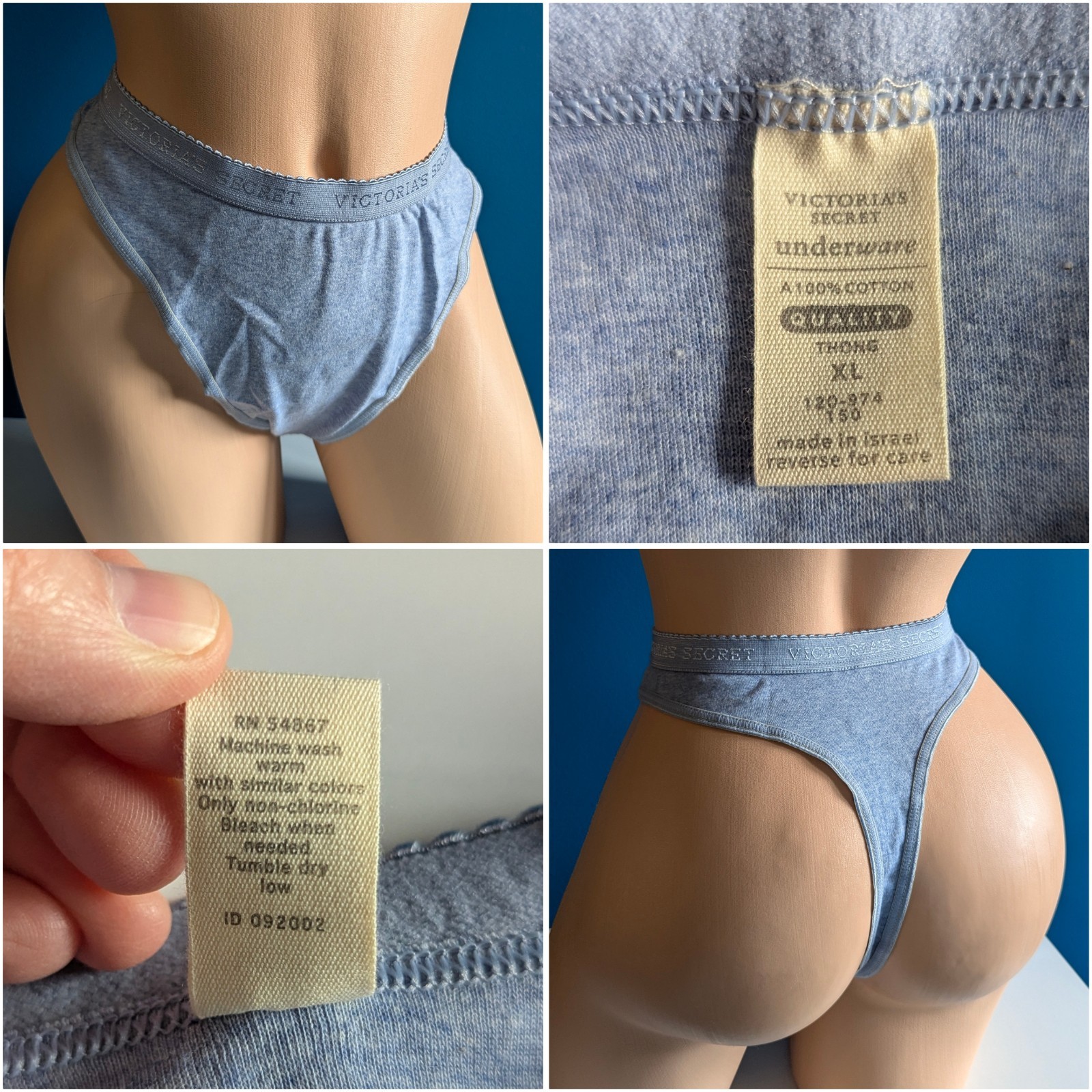 90s Vintage VICTORIA’S SECRET XL Signature Band THONG Panty Panties 100% Cotton