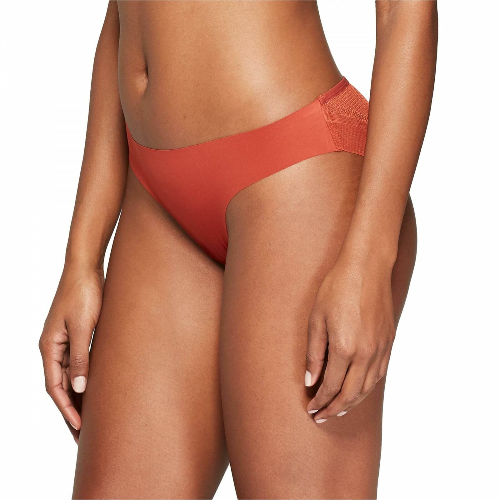 Auden Womens Laser Cut Cheeky Bikini Panties Size M XL Mesh Back Orange Berry