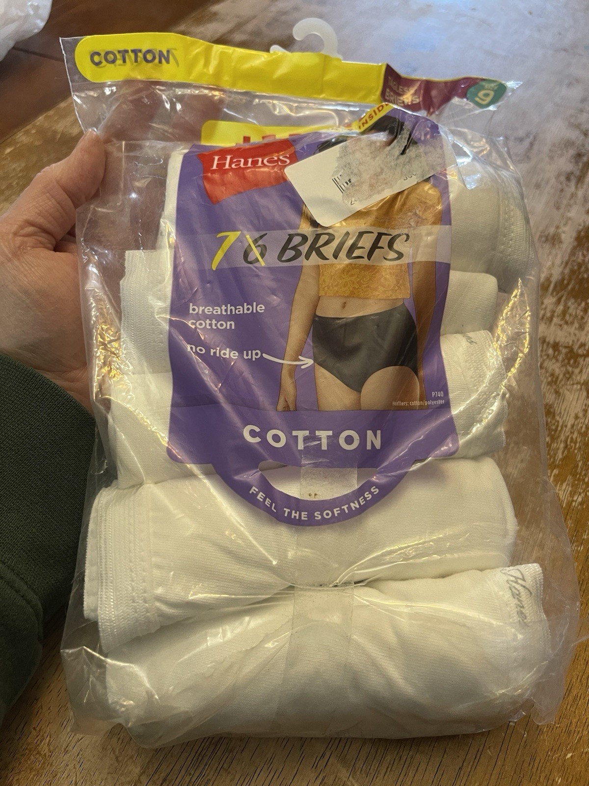 Hanes Women’s No Ride Up Cotton Panties 6 Pack White Size 9 Cool Comfort Briefs