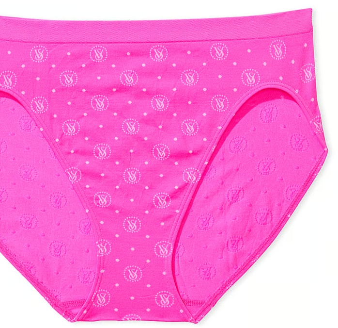 XS Hot Pink LOGO SEAMLESS NO SHOW Victorias Secret High-Leg Waist Brief Panty