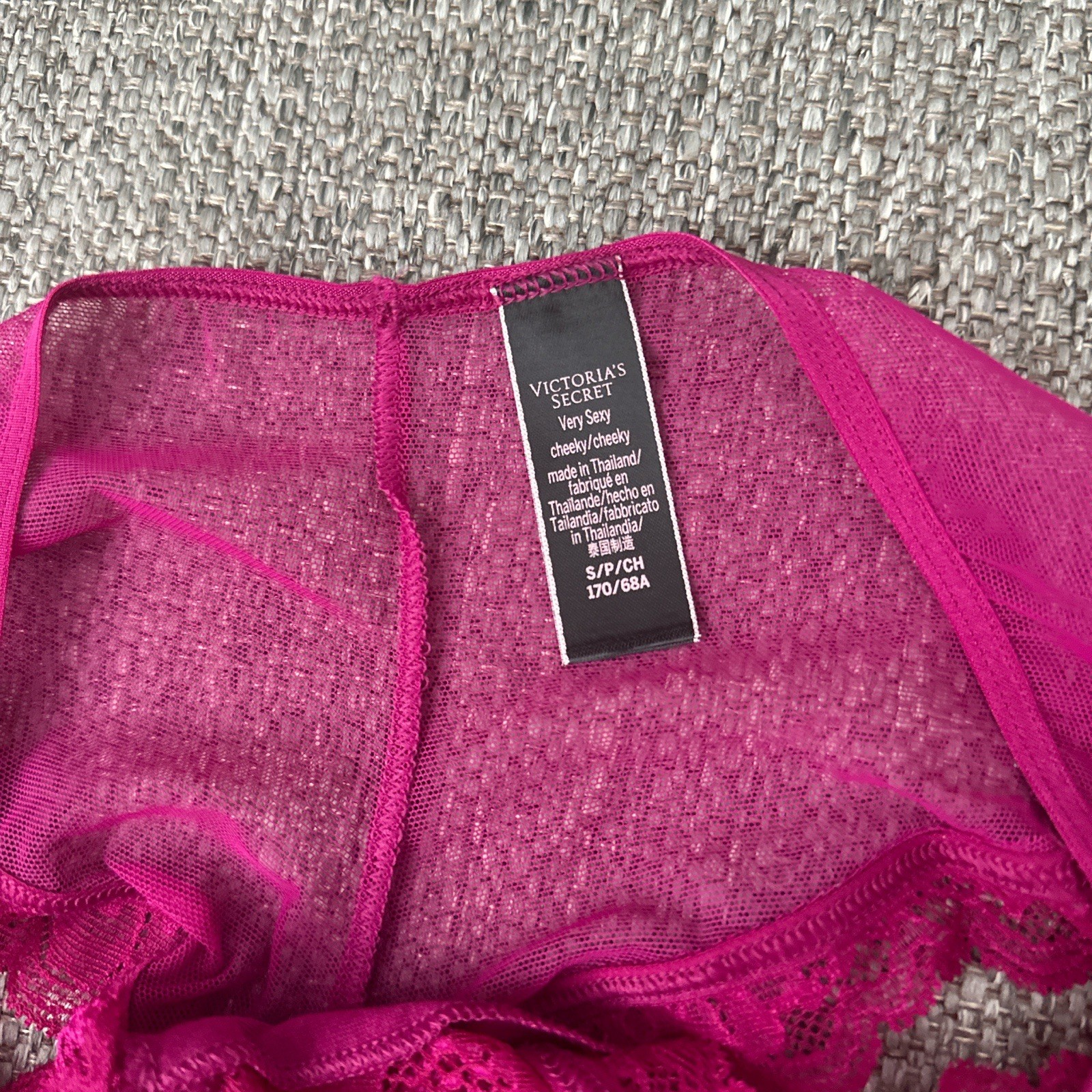 Victoria’s Secret Very Sexy Lace Mesh Dark Fuchsia Cheeky Panty Size Small
