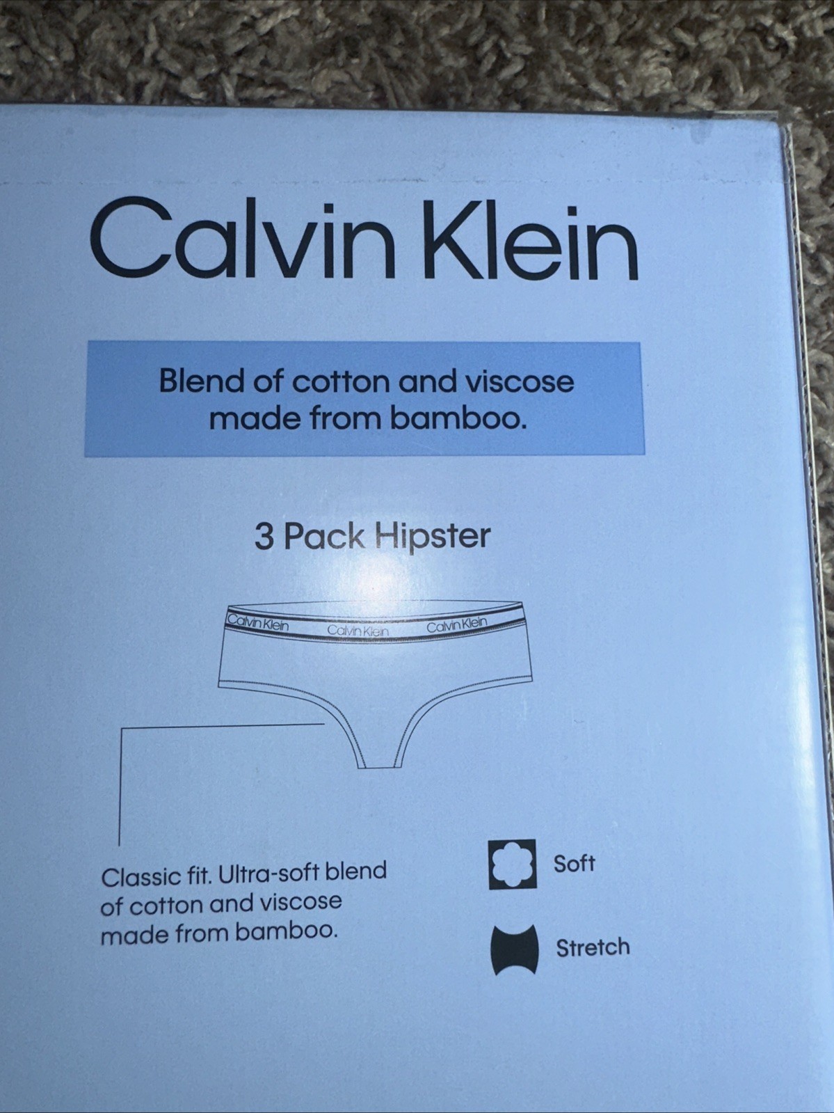 NEW Women’s Calvin Klein 3 Pack Hipster Underwear Blue Gray Navy Size Large