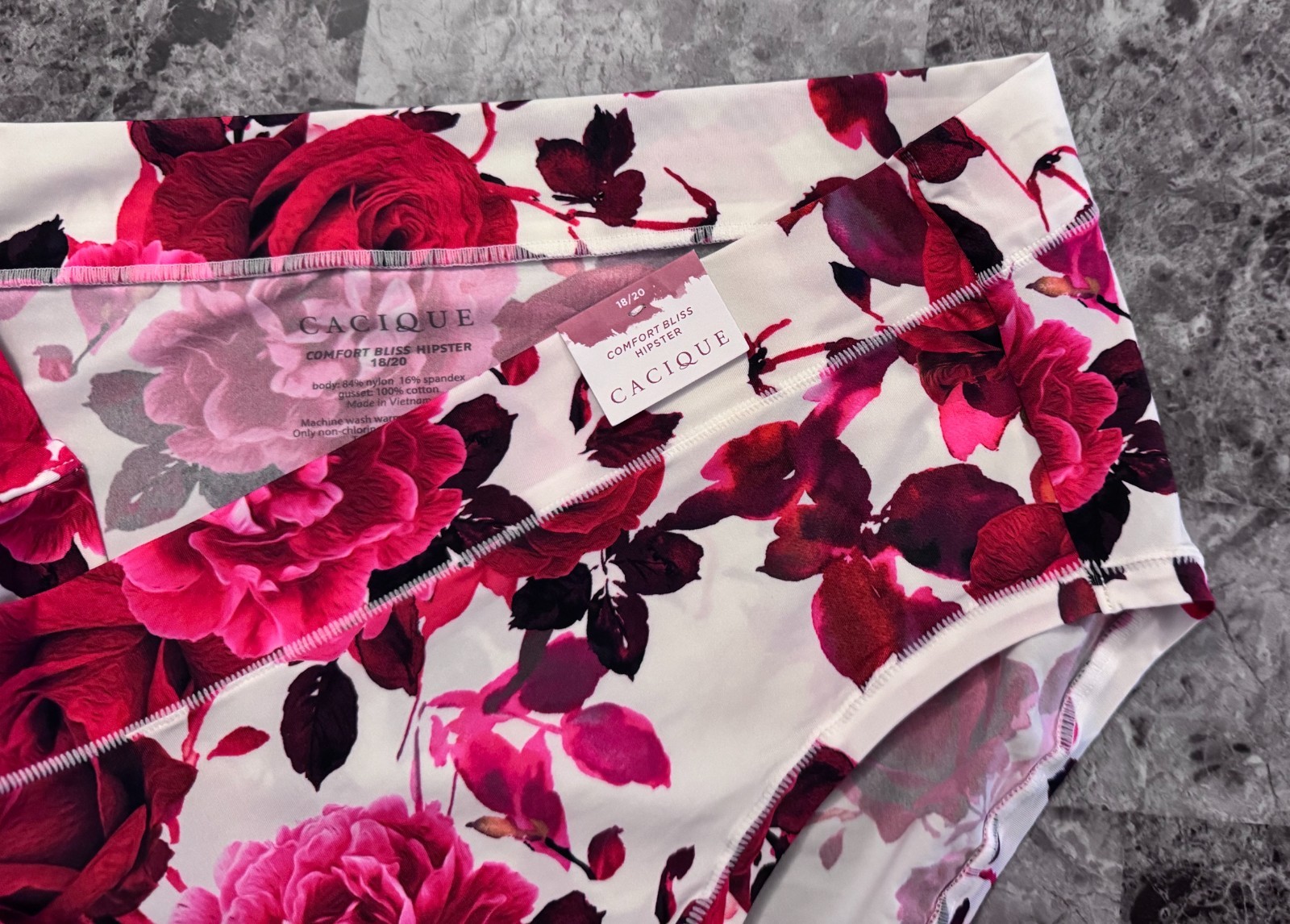 NWT CACIQUE LANE BRYANT 18/20 SMOOTH FLORAL ROSE COMFORT BLISS HIPSTER PANTIES