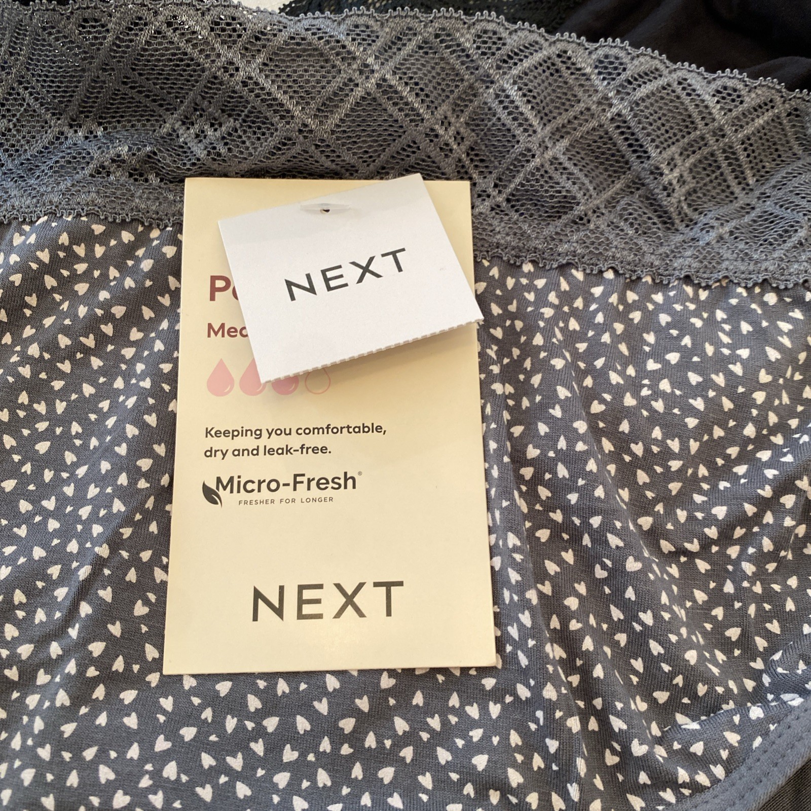 NEXT Period Pants Medium Flow – New Print / Plain Full Brief Size 12