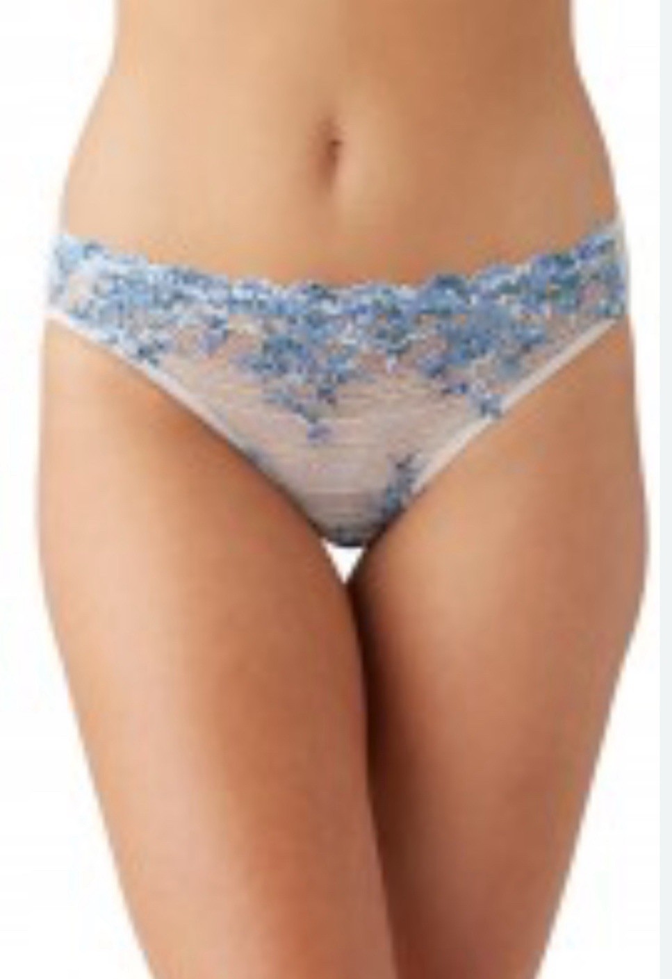 WACOAL 64391 PASTEL PARCHMENT BLUE MULTI Embrace Lace BIKINI Panties XL
