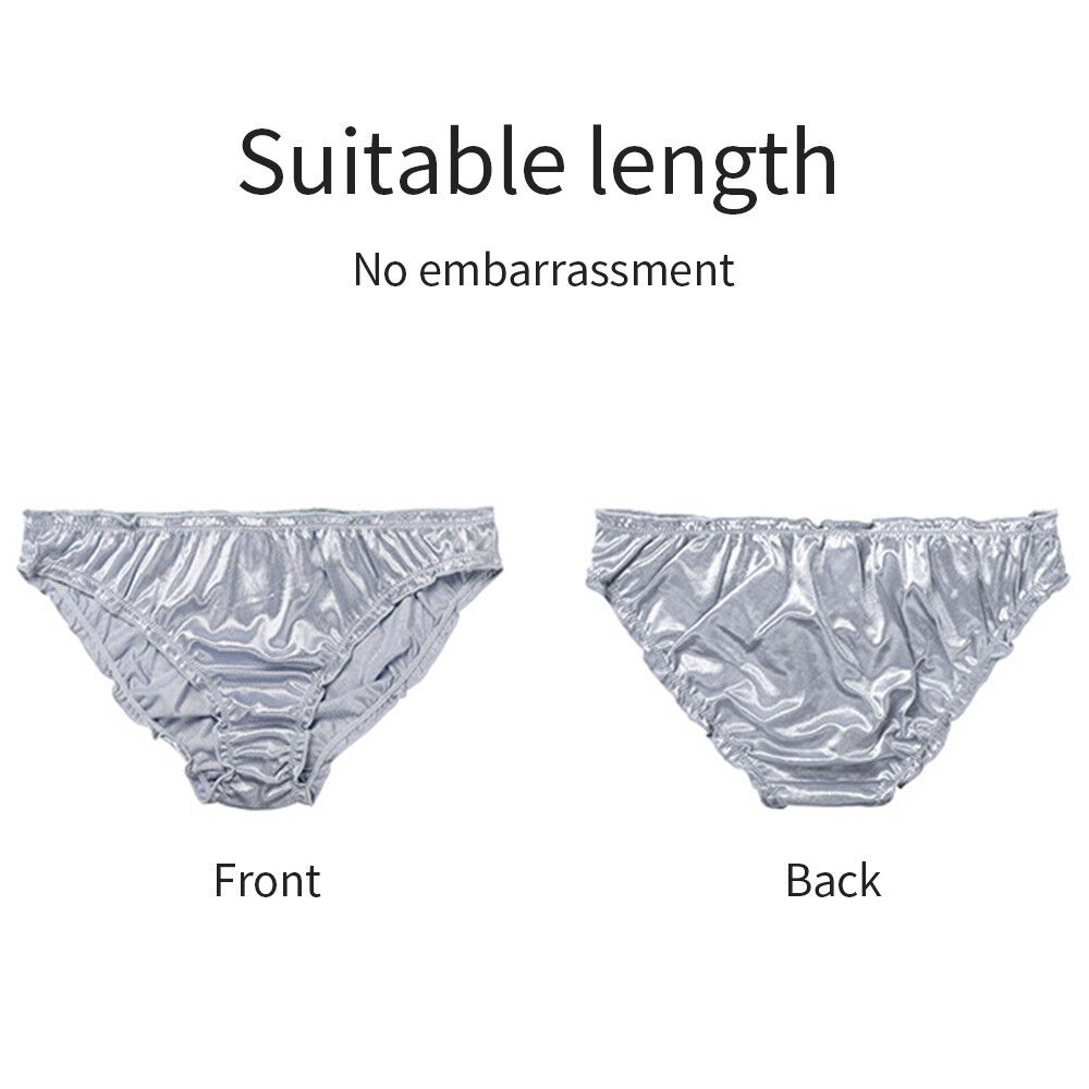 Women Silk Satin Panties Soft Mid Waist Briefs Underwear Cotton Crotch Lingerie