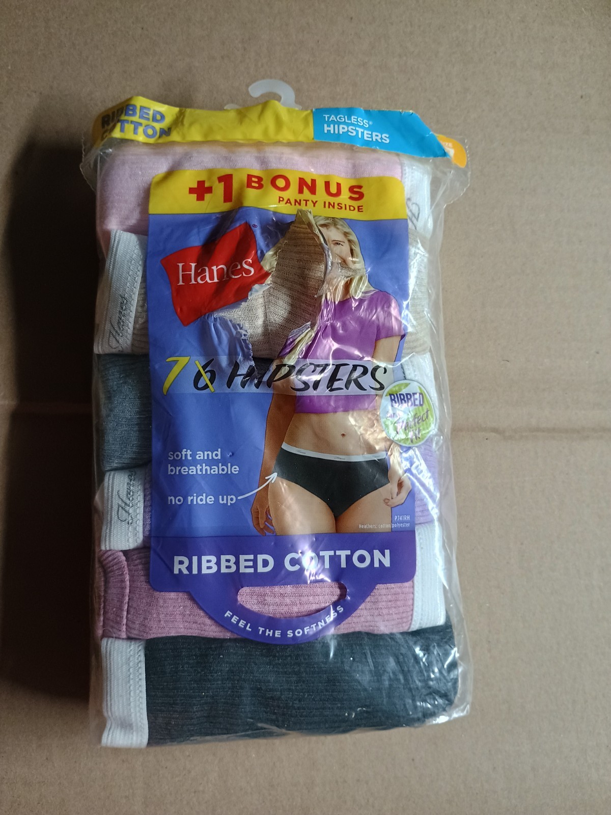 Hanes Women’s 7 Pack Cool Comfort Ribbed Cotton Hipster Size 7