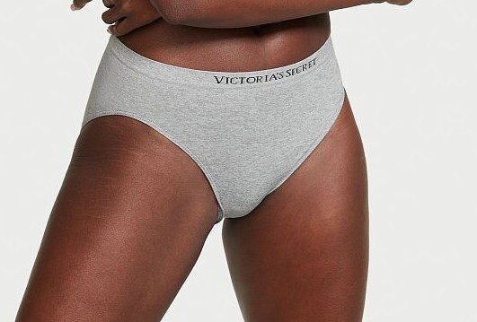 L Grey SEAMLESS NOSHOW FULLCOVER Victorias Secret High Leg Waist Brief Panty