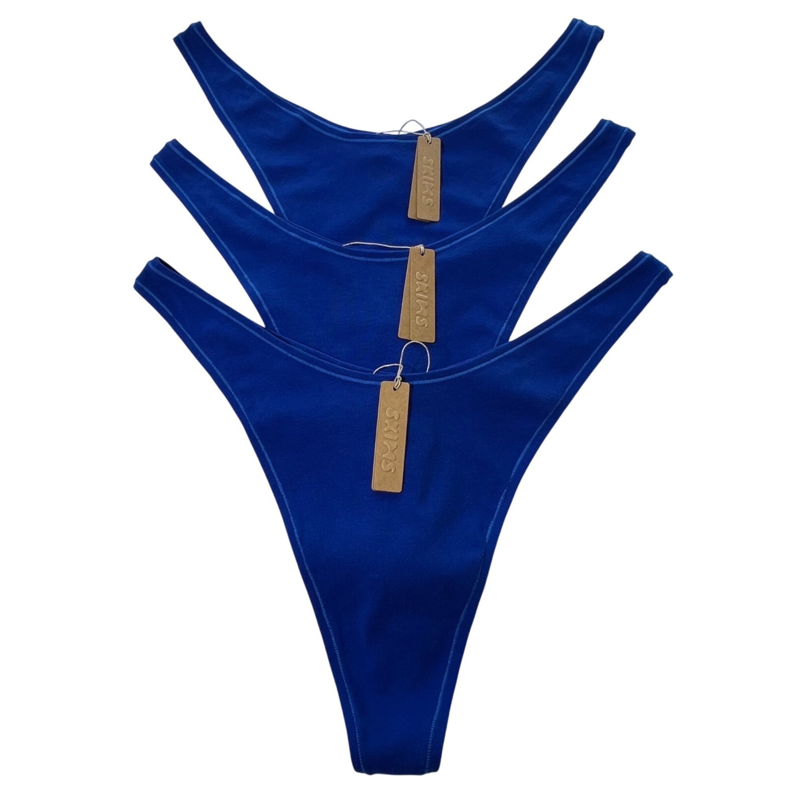 SKIMS Cotton Jersey Micro Dipped Thong Lot of 3 Cobalt 4X