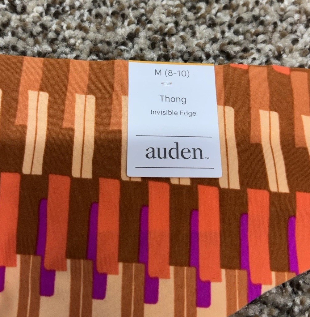 Auden Orange/Multi-Color Invisible Edge Thong. Size: M (8-10).