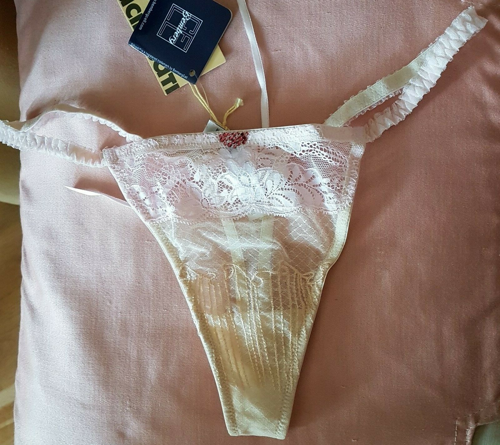 Bacirubati NEOTIS CIPRIA String Sided Beige/Pink Mesh/Lace Hipster Thong