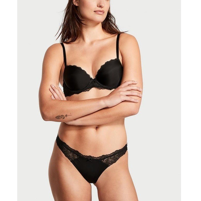 Victoria’s Secret Sexy Illusions Lace-Trim Cheekie Panty Black Size XXL NEW