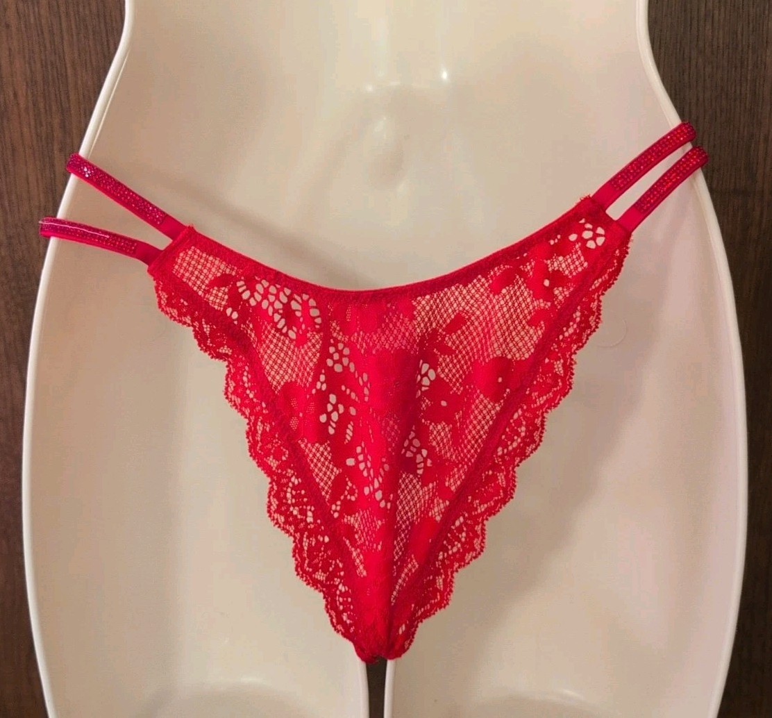 NEW Victoria’s Secret DREAM ANGELS Double SHINE STRAP Brazilian Slip RED sz. S