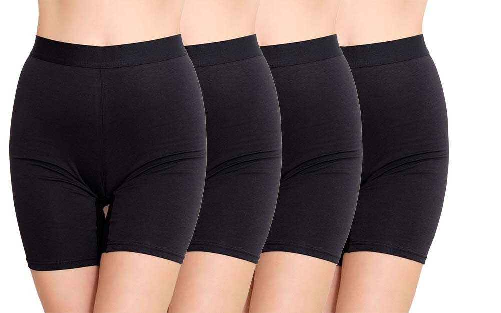 Women Cotton Black Panties Boyshort Brief Underwear Pack 4 No Chafing short XL