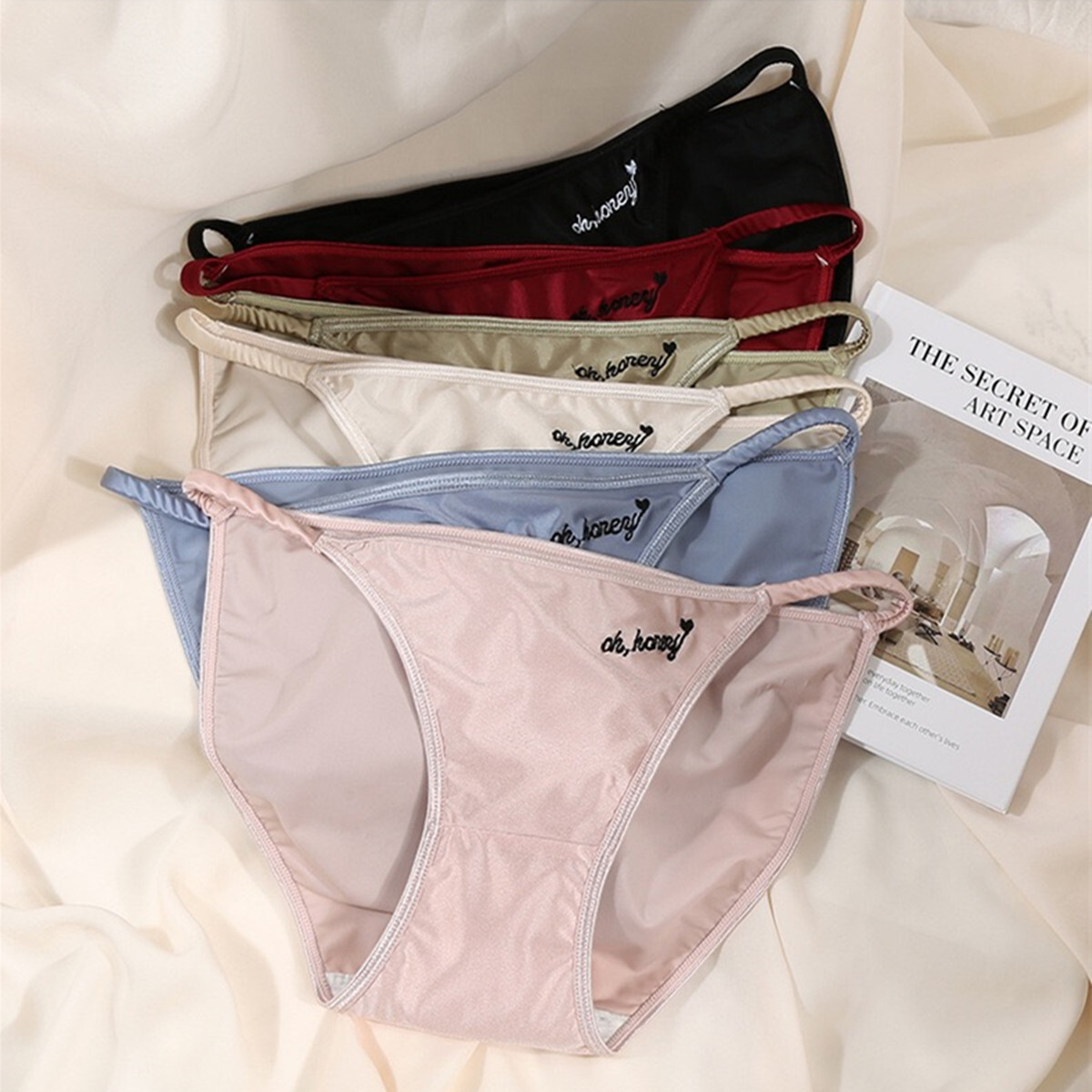 1/6 Pcs Lot Womens Sexy String Satin Bikini Panties Silky Briefs Underwear,S M L