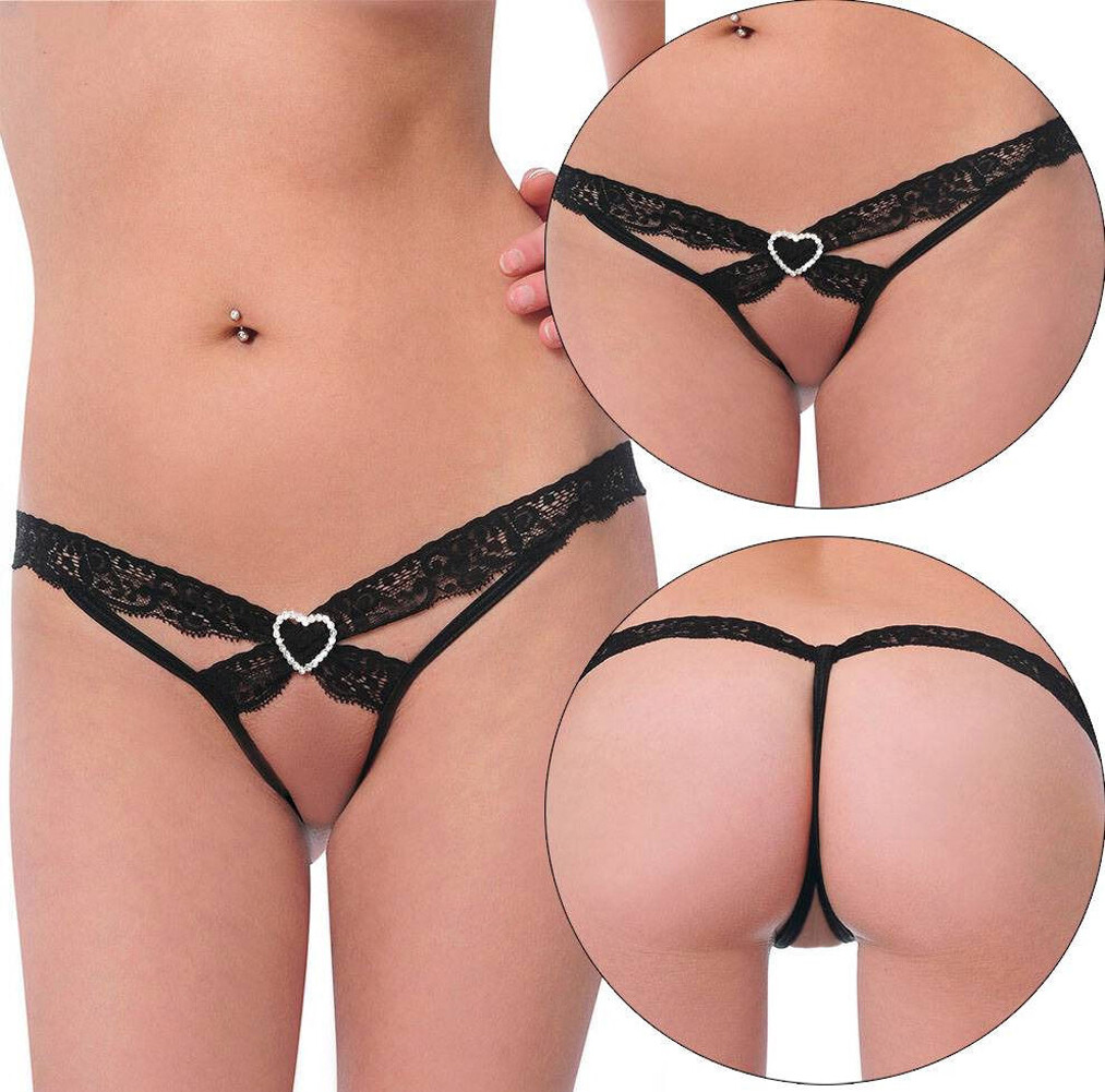 Lace G-string Lingerie Briefs Underwear Panties Women Open Crotch Thong Knickers