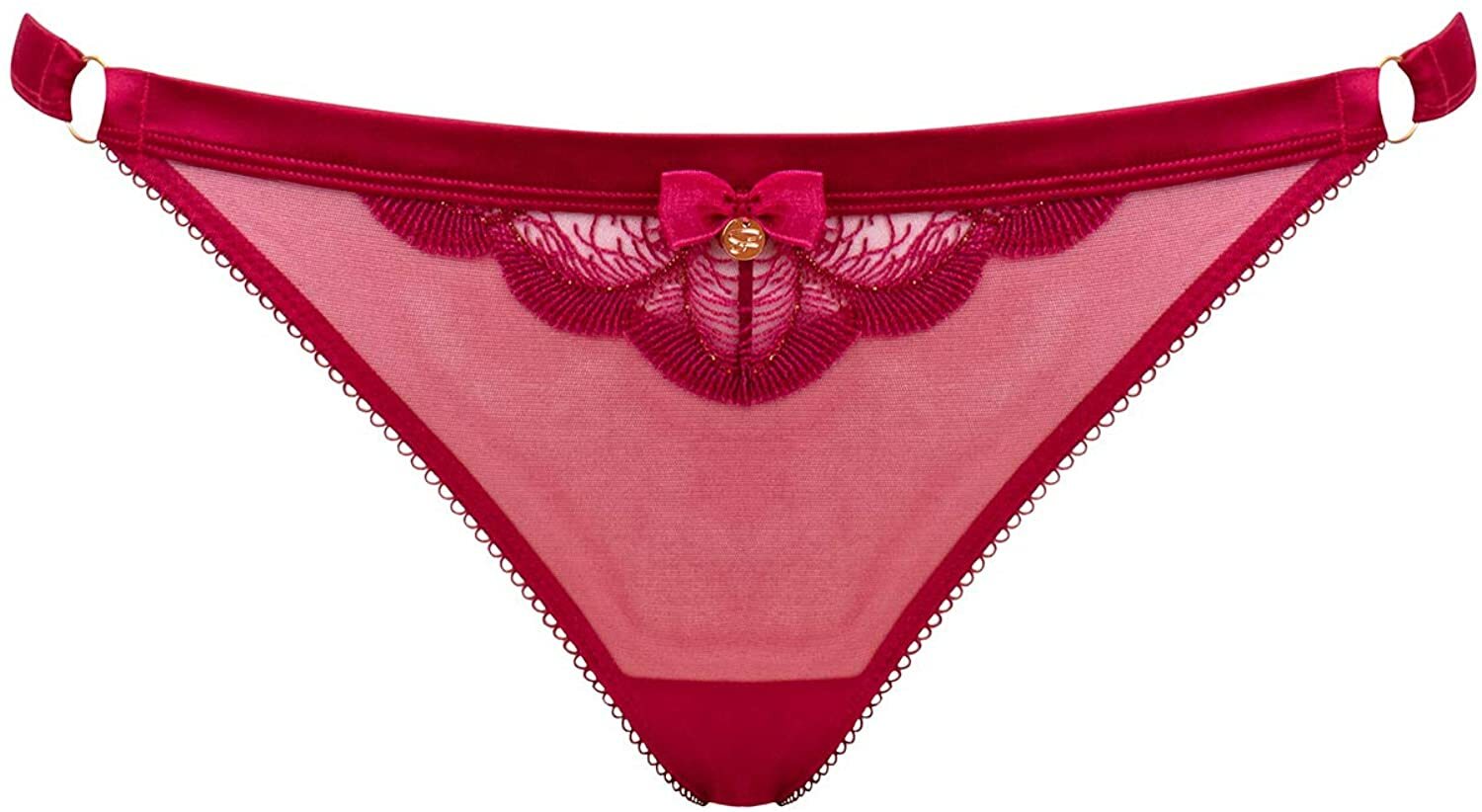 Curvy Kate Surrender Thong Scantilly Size M 12 Deep Red Mesh Knickers ST2402 New