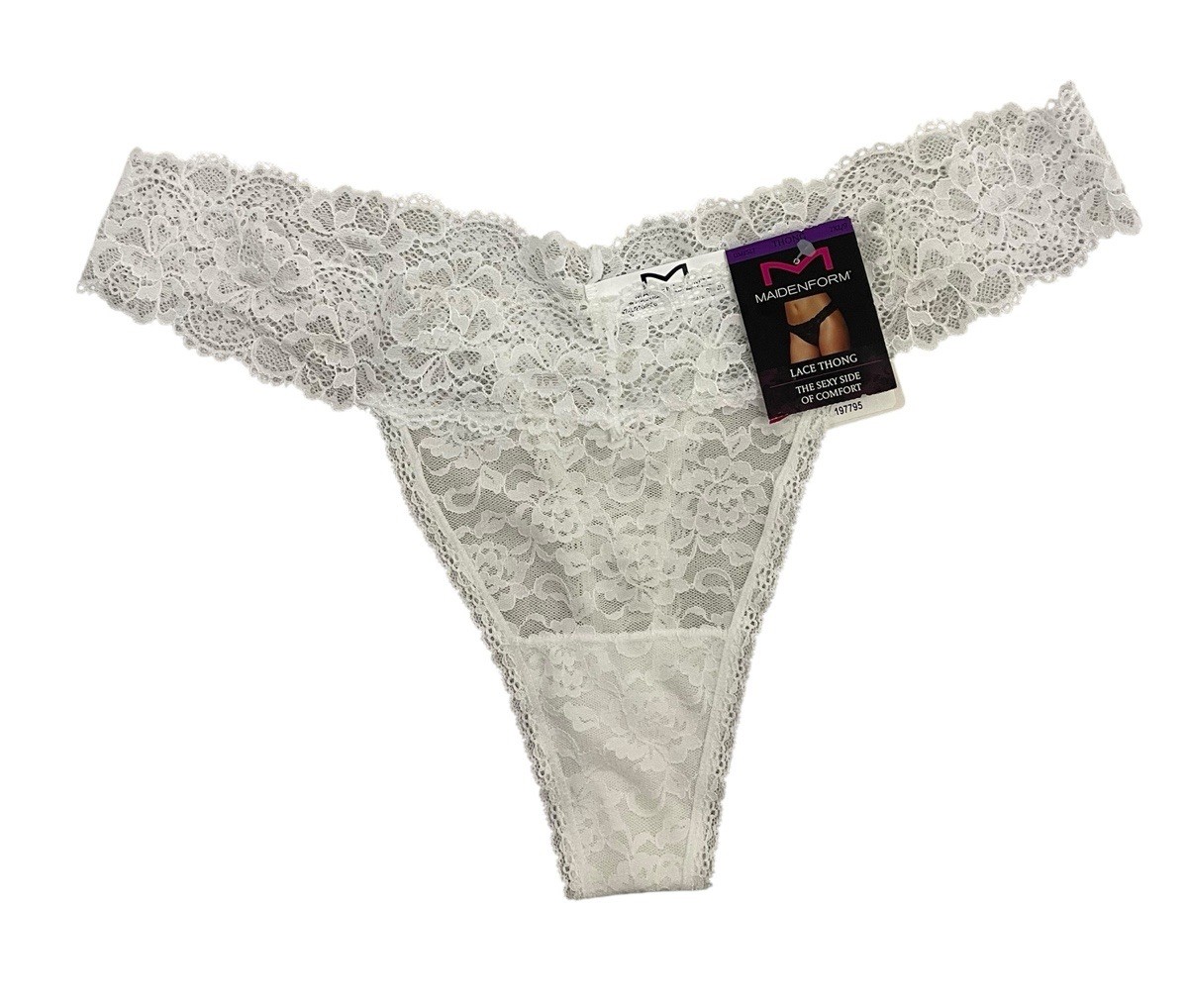 Maidenform White Lace Thong Size 2XL/9 – 86% Nylon And 14% Spandex – SET OF 2