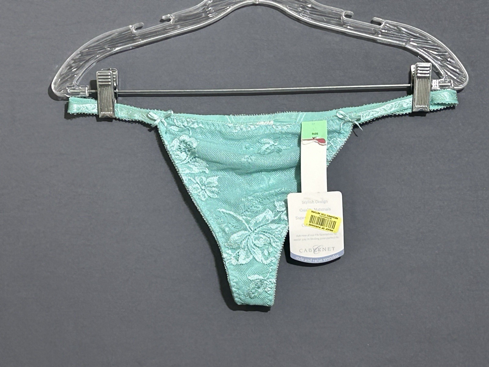Cabernet G-String Thong Panty Sz XL Green Floral Jacquard